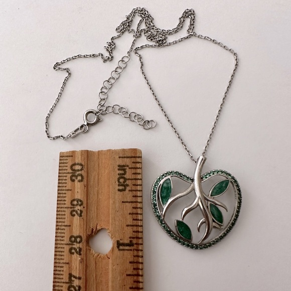 Tree of life green enamel 925 silver necklace 14k rose gold plated - Picture 3 of 5